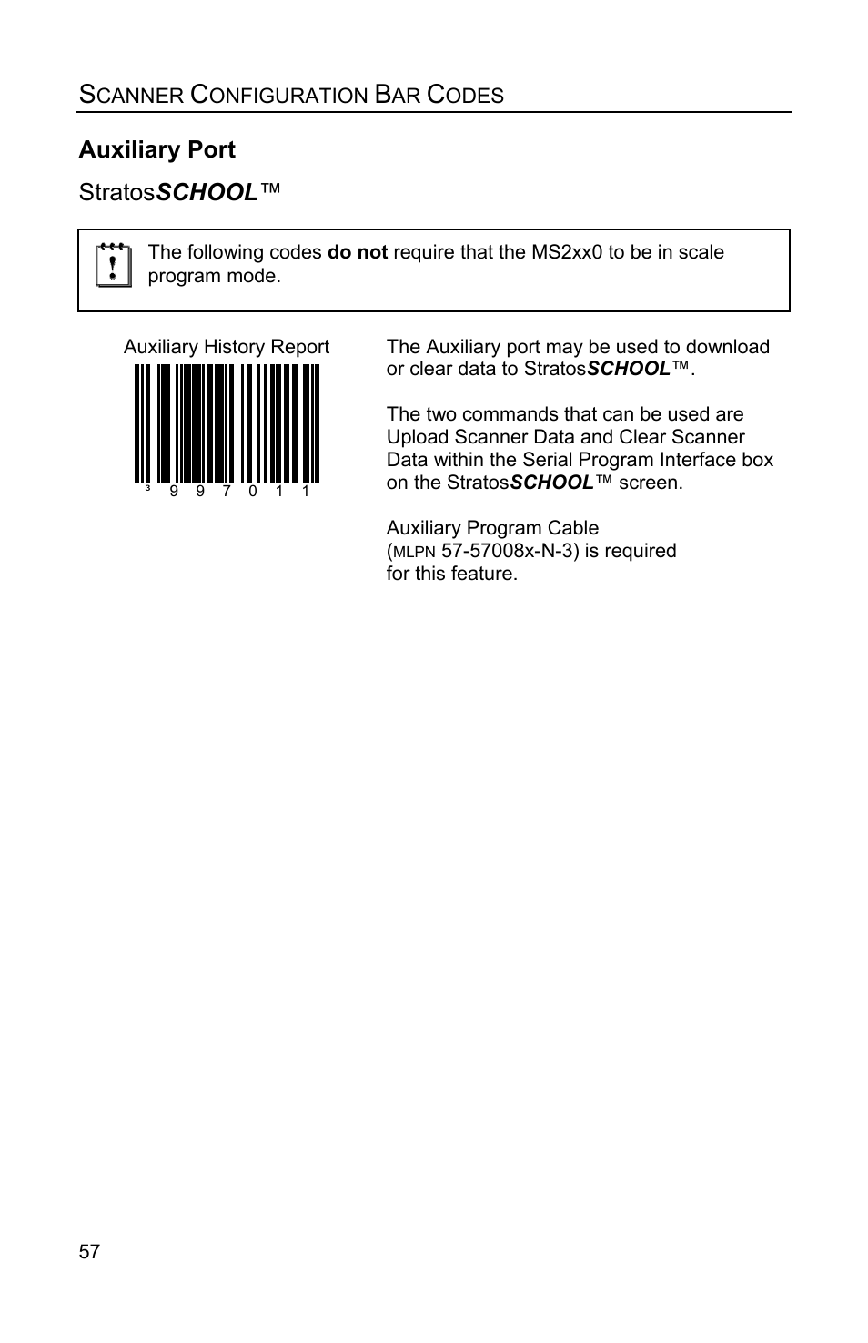 Auxiliary port, Stratos school | Metrologic Instruments Stratos MS2xxx Series User Manual | Page 62 / 88