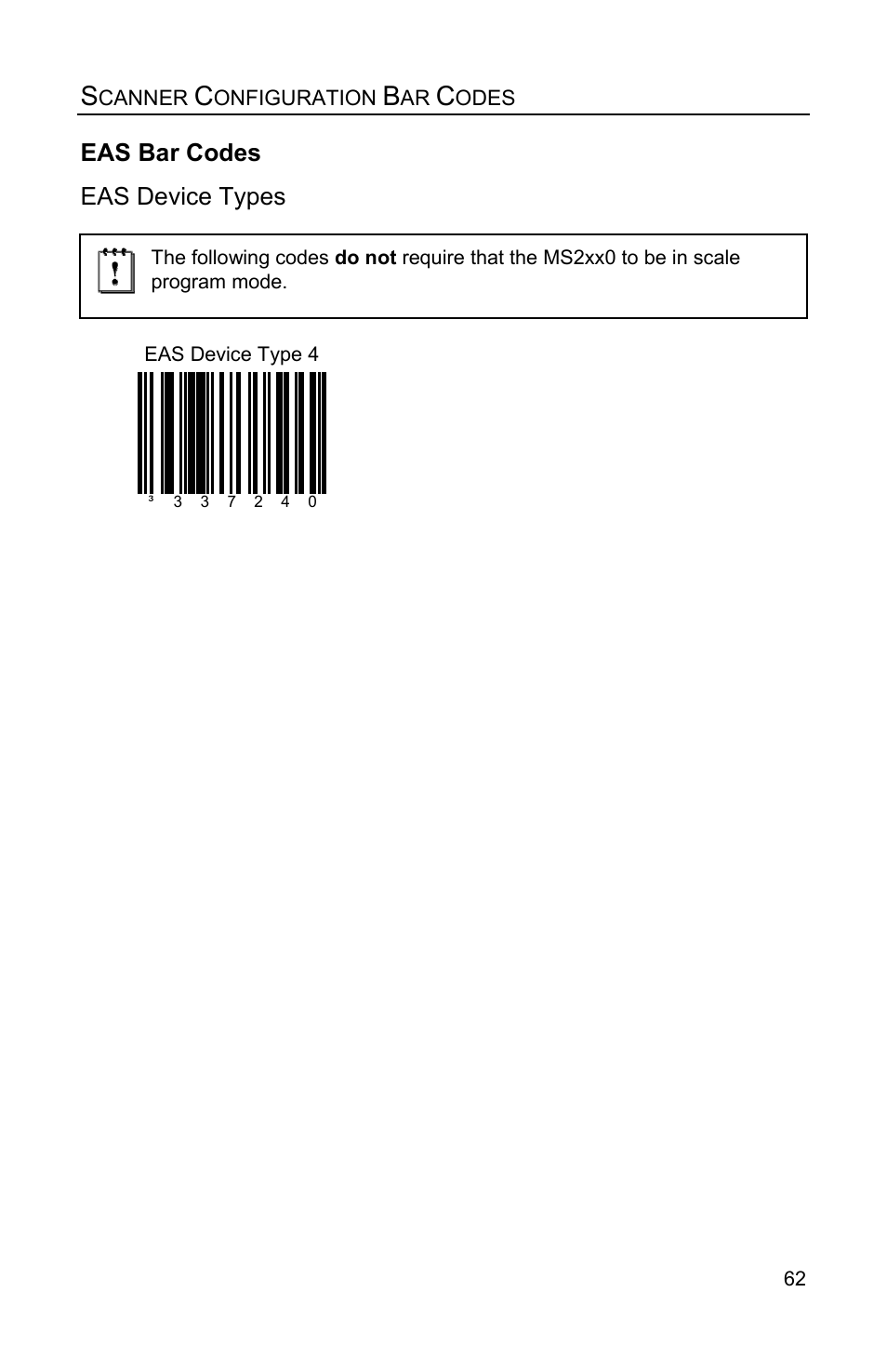 Eas bar codes, Eas device types | Metrologic Instruments Stratos MS2xxx Series User Manual | Page 67 / 88