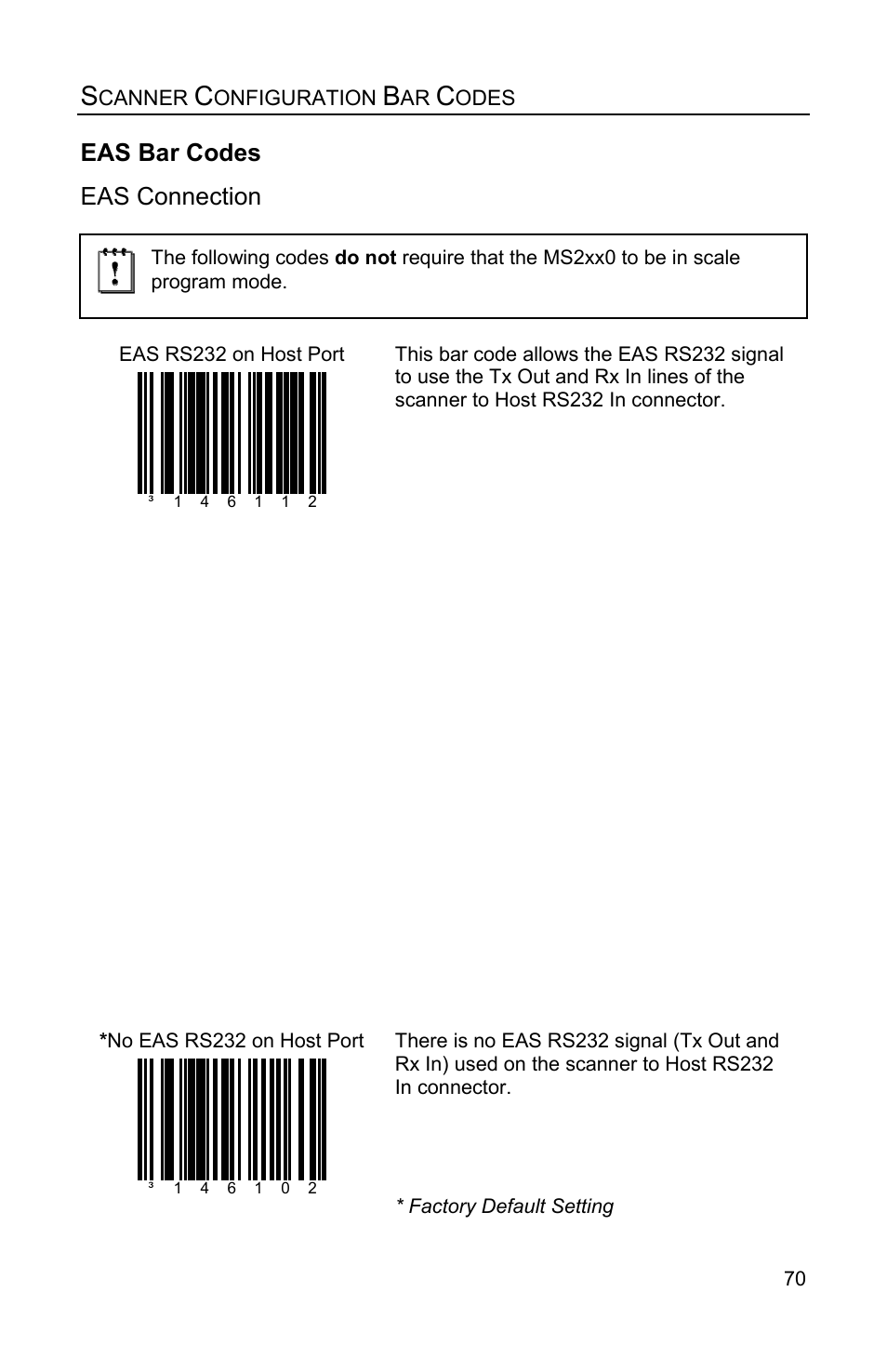 Eas bar codes, Eas connection | Metrologic Instruments Stratos MS2xxx Series User Manual | Page 75 / 88