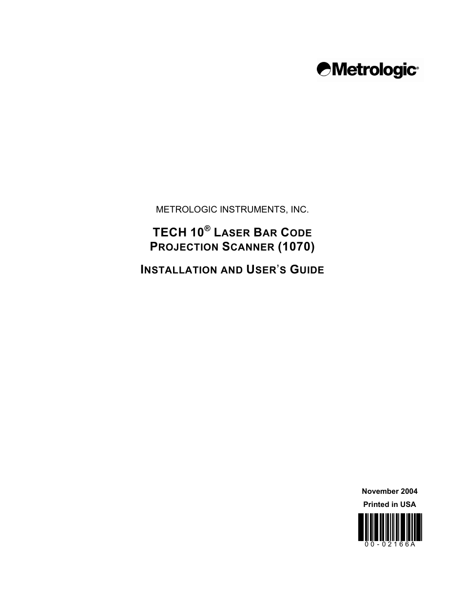 Metrologic Instruments 1070 User Manual | 21 pages