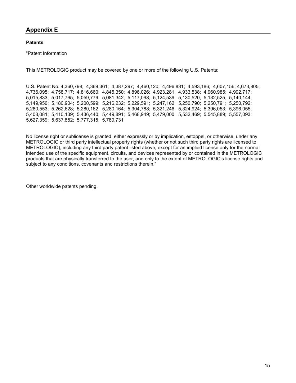 Patents | Metrologic Instruments 1070 User Manual | Page 19 / 21