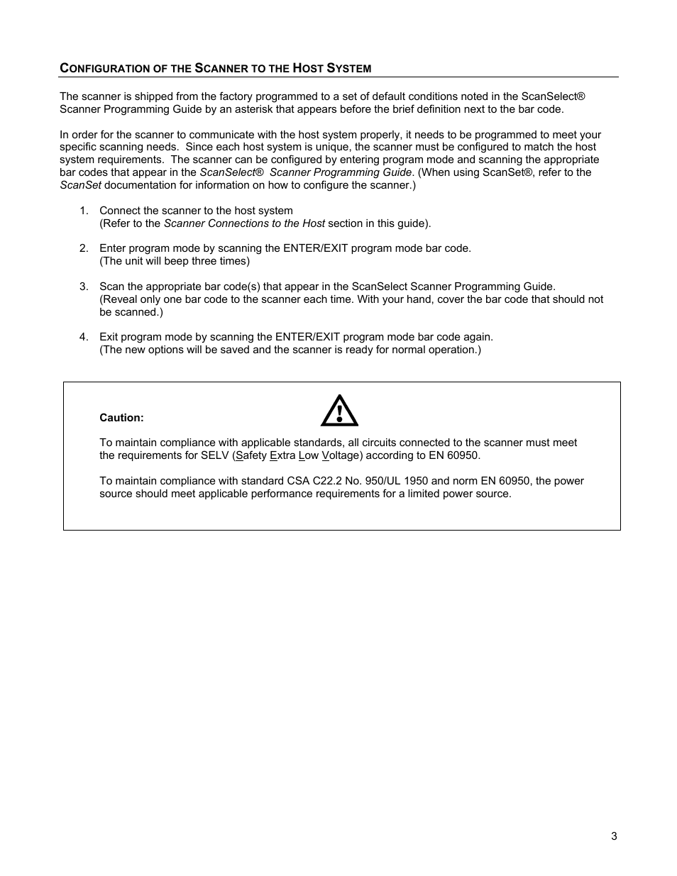 Configuration of the scanner to the host system | Metrologic Instruments 1070 User Manual | Page 7 / 21