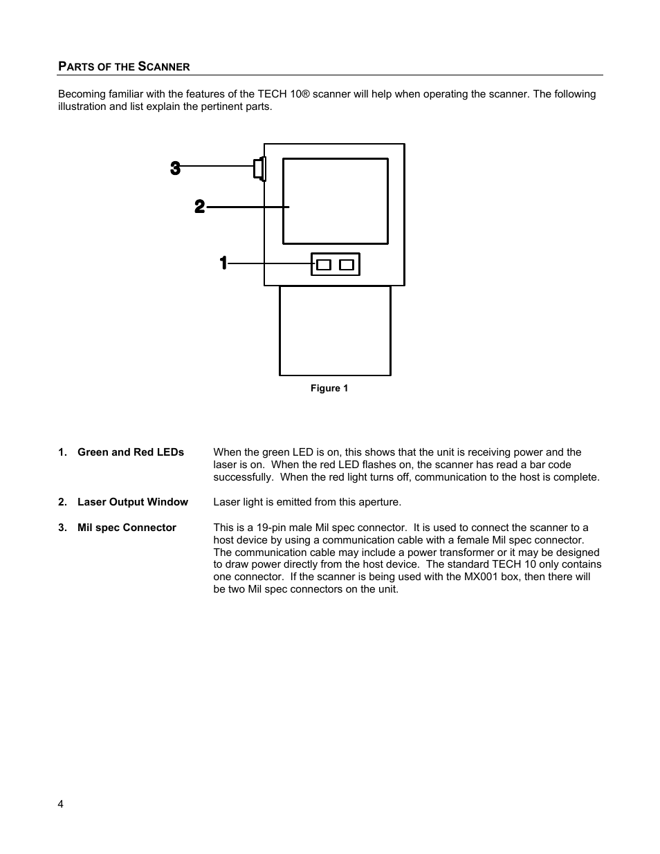 Parts of the scanner | Metrologic Instruments 1070 User Manual | Page 8 / 21
