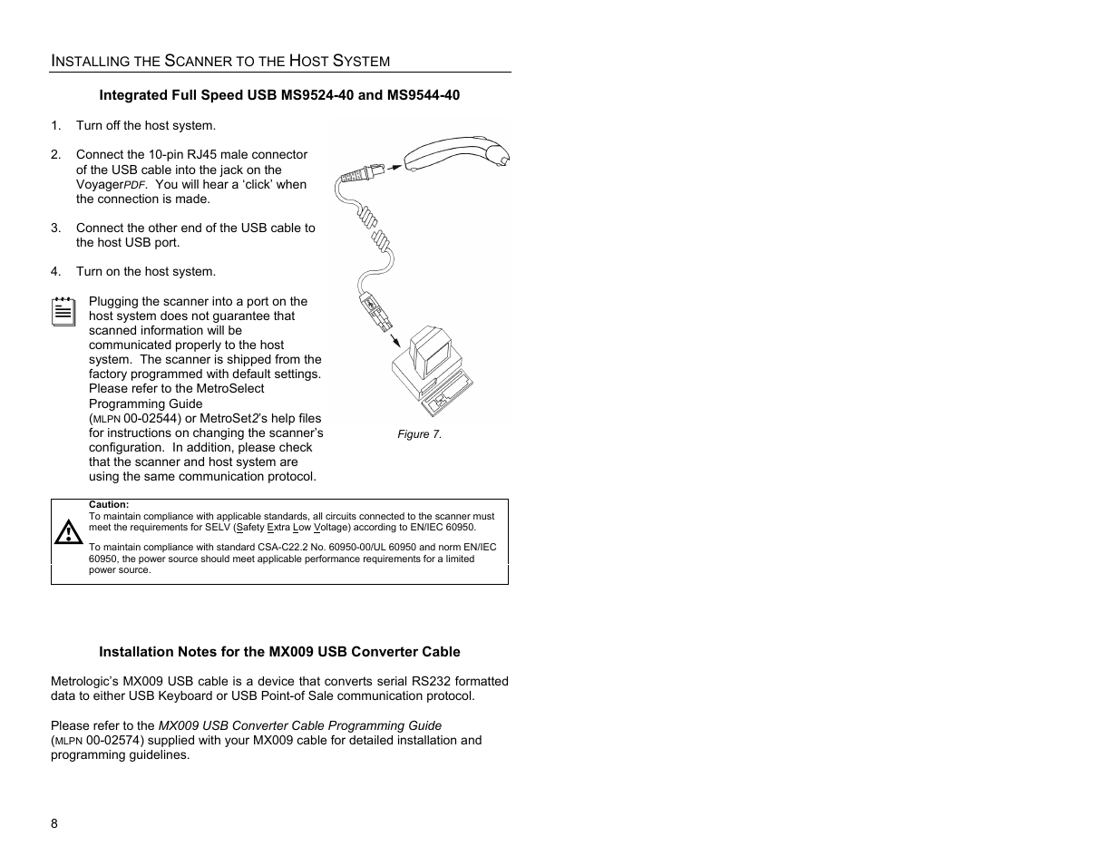 Integrated full speed usb ms9524-40 and ms9544-40 | Metrologic Instruments MS9524 User Manual | Page 12 / 56