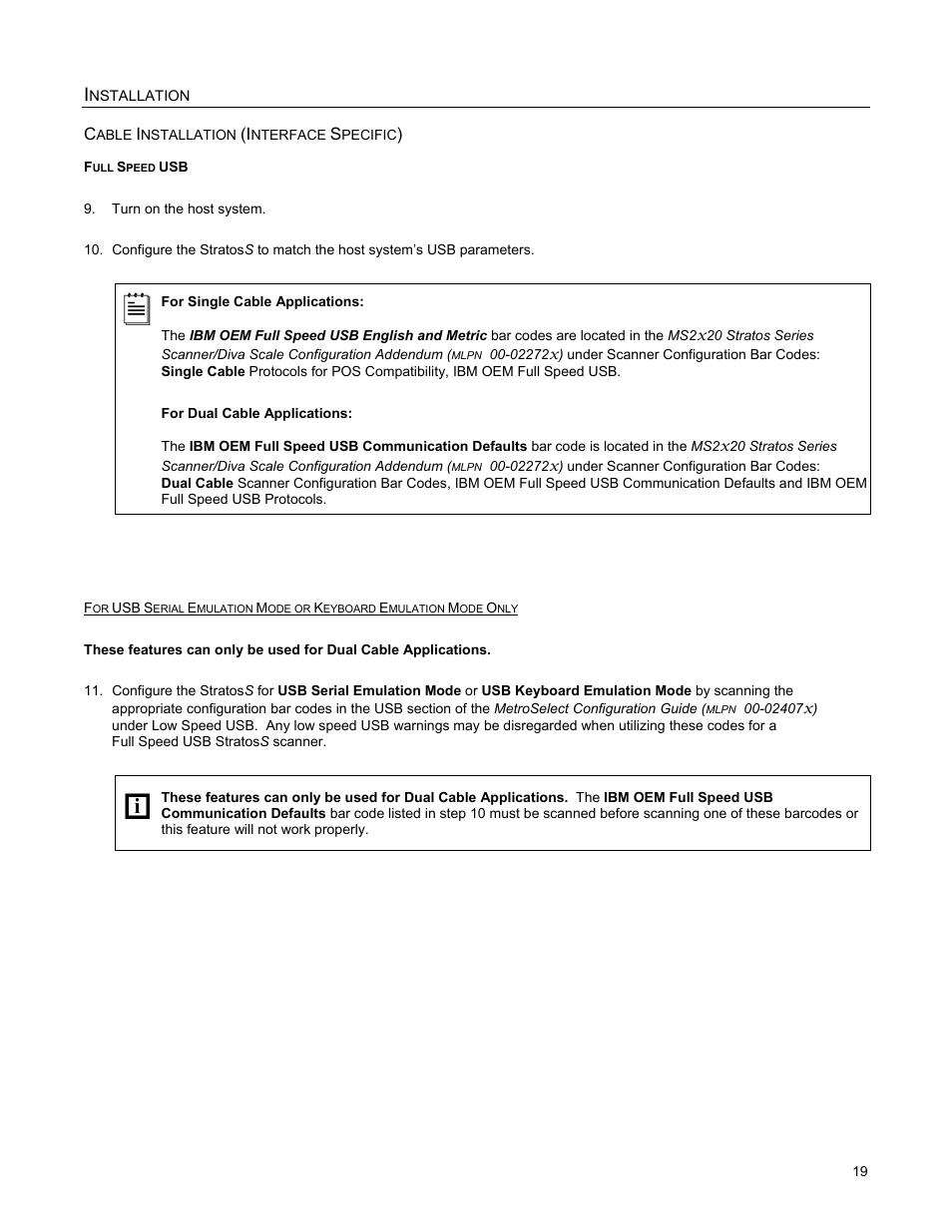 Ibm oem, Serial emulation mode, Keyboard emulation mode | Metrologic Instruments StratosS MS2220 User Manual | Page 25 / 86