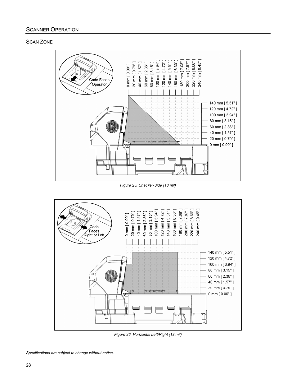 Scanner operation, Scan zone, Canner | Peration | Metrologic Instruments StratosS MS2220 User Manual | Page 34 / 86