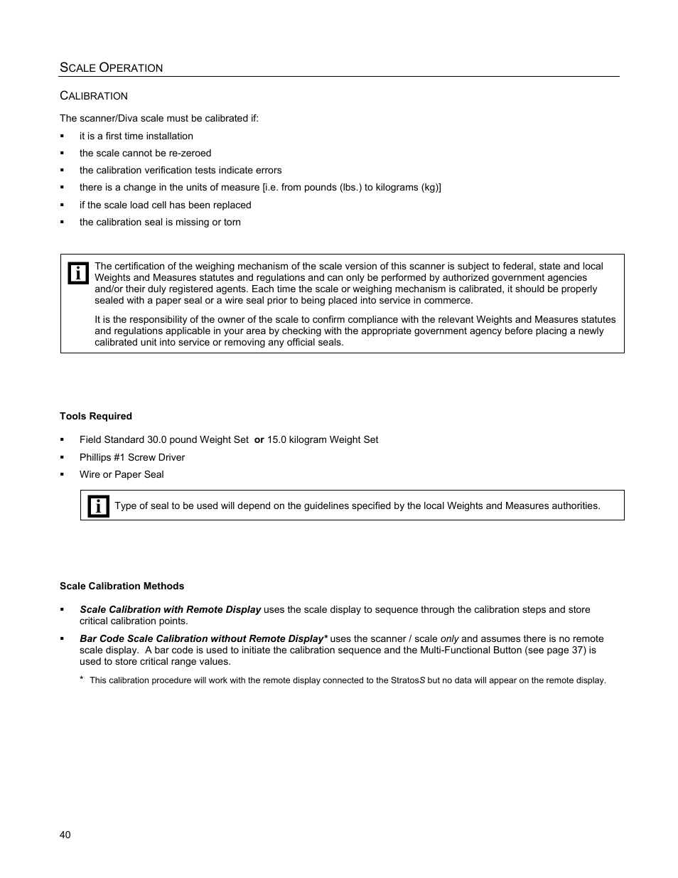 Calibration, Tools required, Scale calibration methods | Metrologic Instruments StratosS MS2220 User Manual | Page 46 / 86