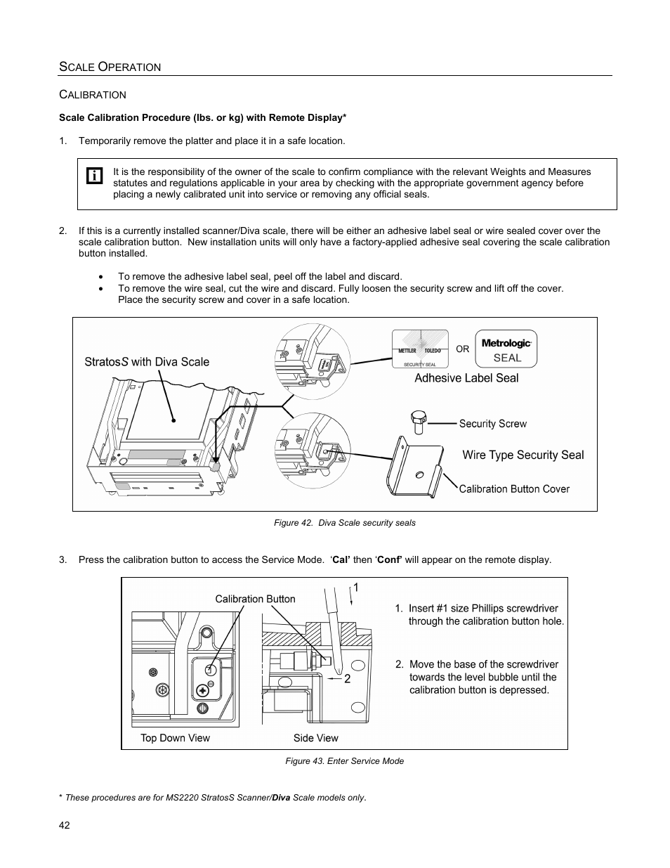 Scale calibration procedure with remote display | Metrologic Instruments StratosS MS2220 User Manual | Page 48 / 86