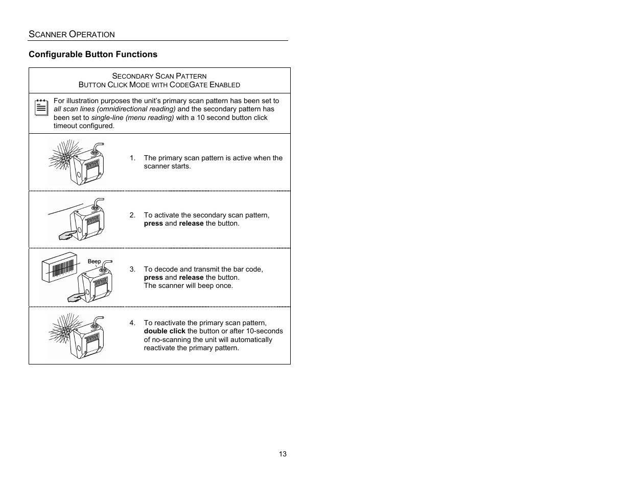 Configurable button functions | Metrologic Instruments QUANTUME IS3480 User Manual | Page 17 / 56