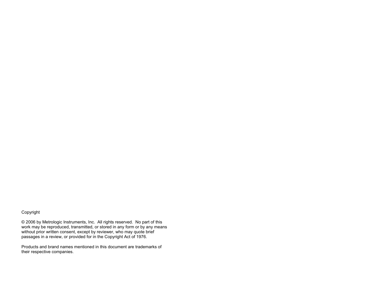Copyright information | Metrologic Instruments QUANTUME IS3480 User Manual | Page 2 / 56