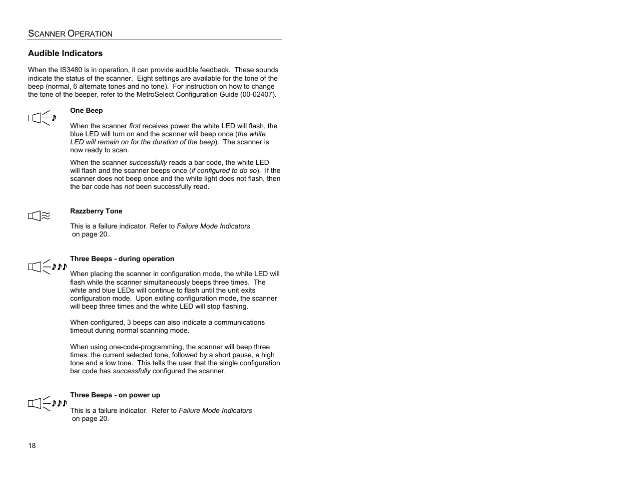 Indicators, Audible indicators, Audible | Metrologic Instruments QUANTUME IS3480 User Manual | Page 22 / 56