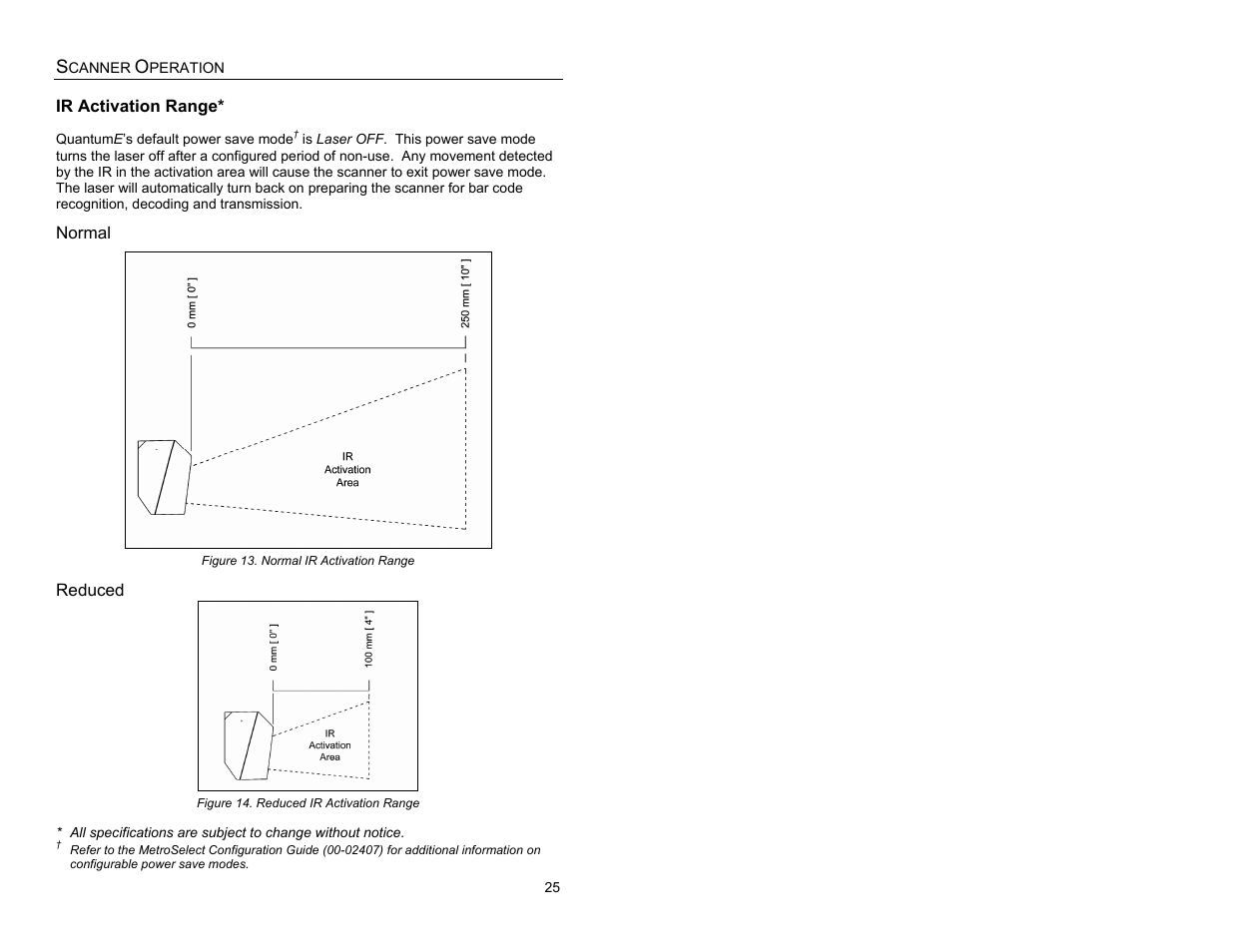 Ir activation range, Normal, Reduced | Metrologic Instruments QUANTUME IS3480 User Manual | Page 29 / 56