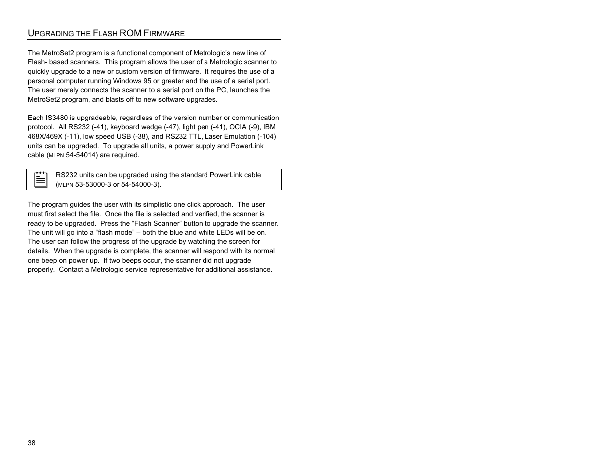 Upgrading the flash rom firmware | Metrologic Instruments QUANTUME IS3480 User Manual | Page 42 / 56