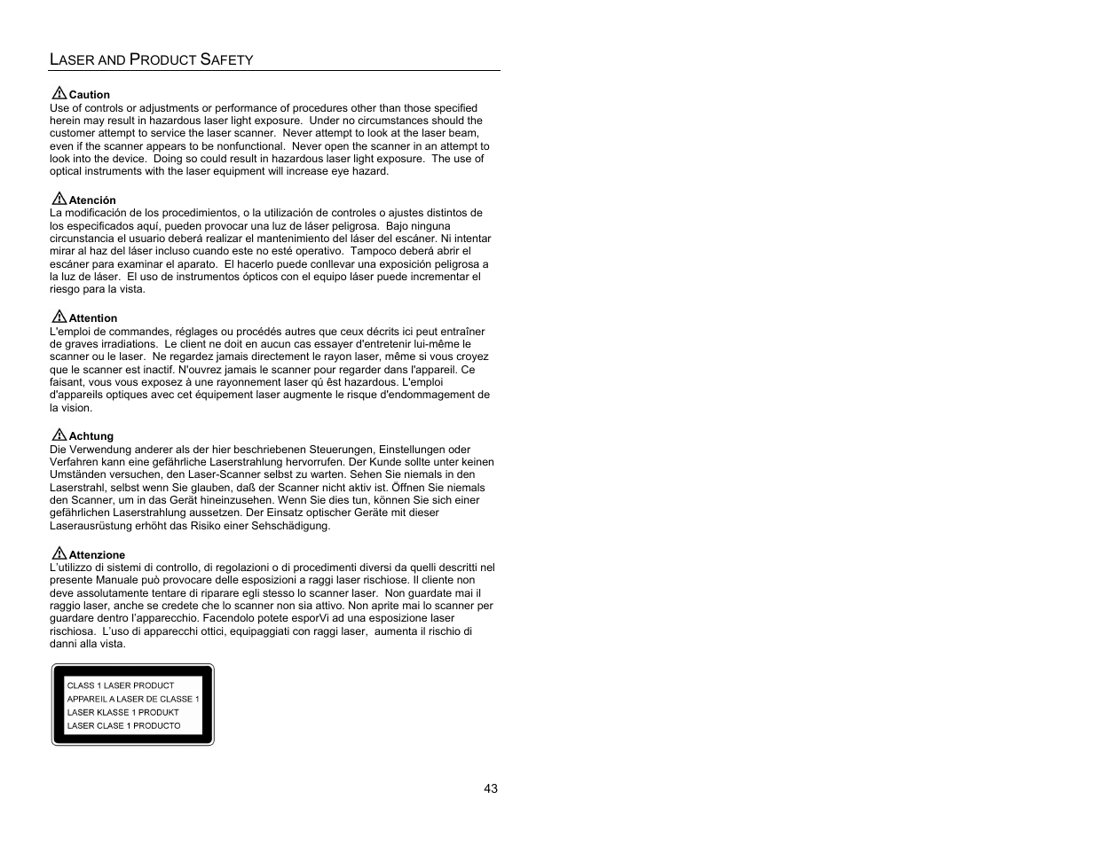Laser and product safety | Metrologic Instruments QUANTUME IS3480 User Manual | Page 47 / 56