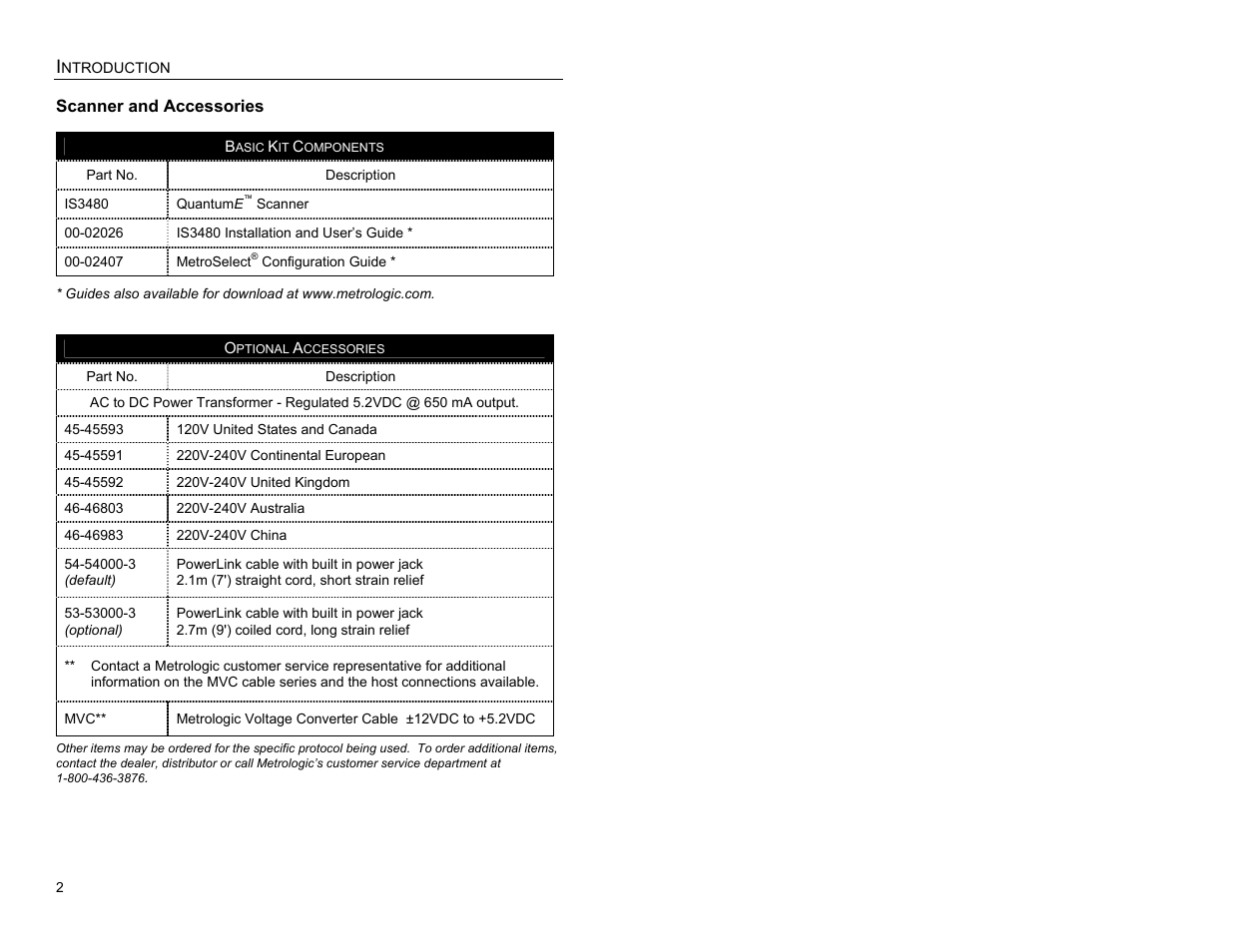 Scanner and accessories | Metrologic Instruments QUANTUME IS3480 User Manual | Page 6 / 56