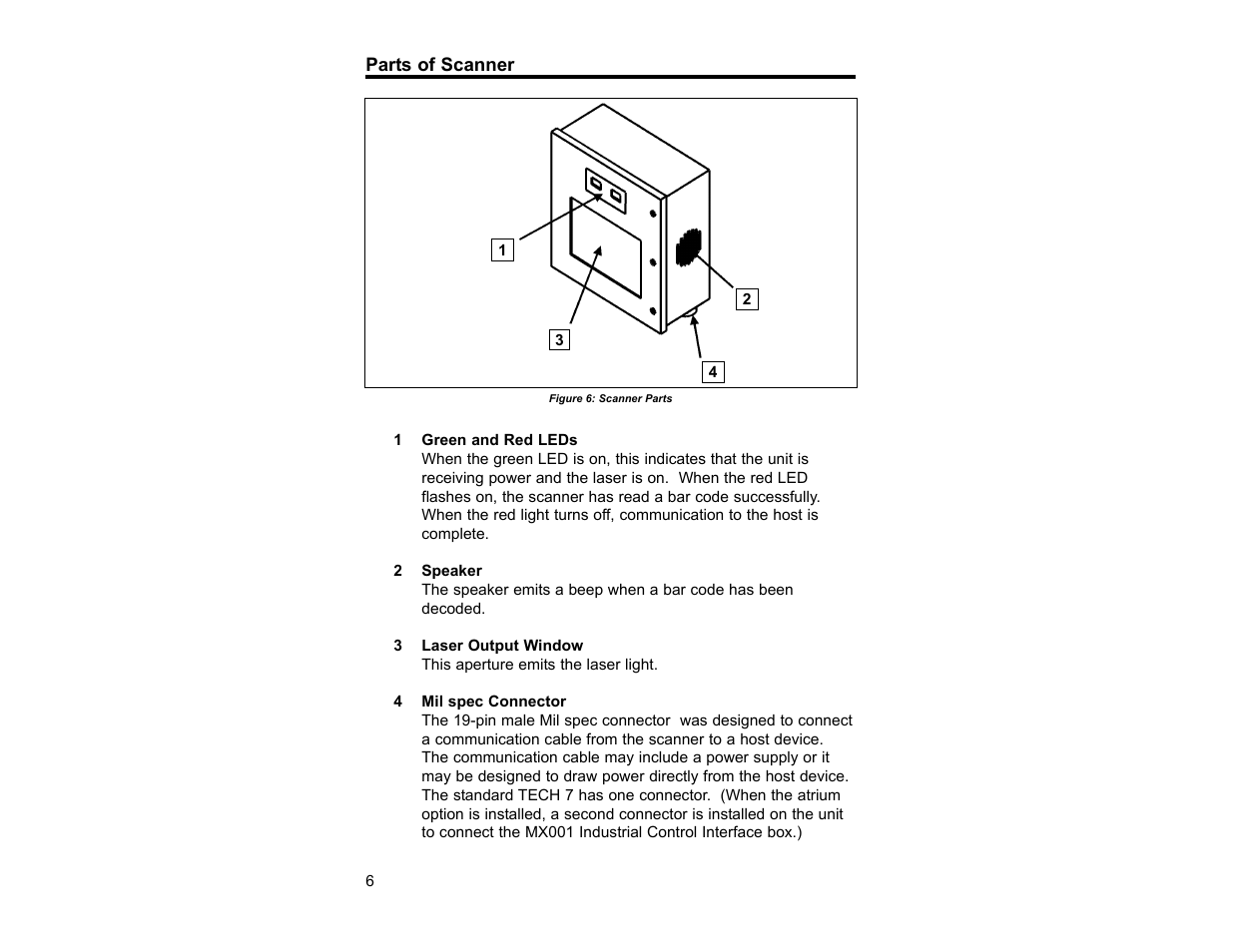 Parts of scanner | Metrologic Instruments TECH 7 User Manual | Page 10 / 32