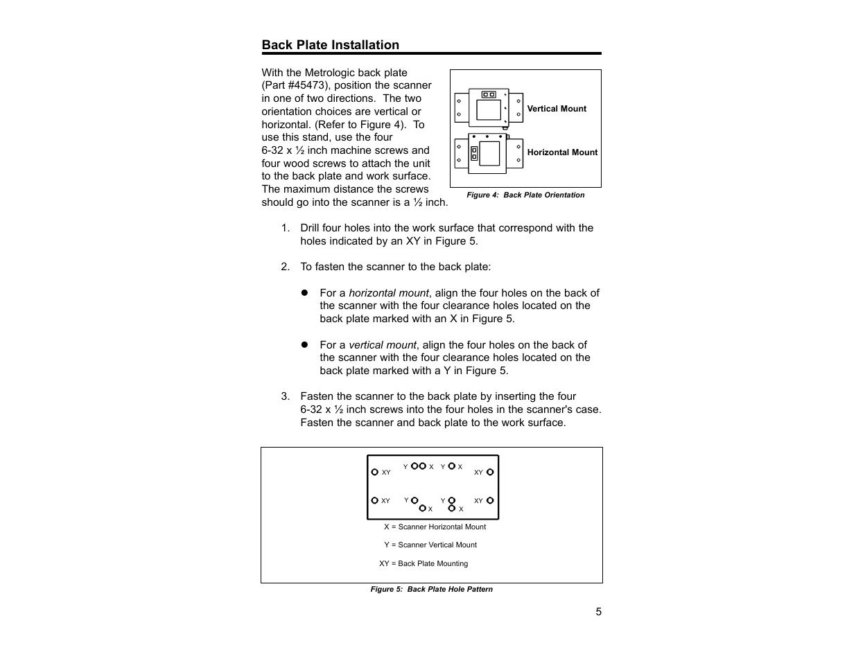 Back plate installation | Metrologic Instruments TECH 7 User Manual | Page 9 / 32