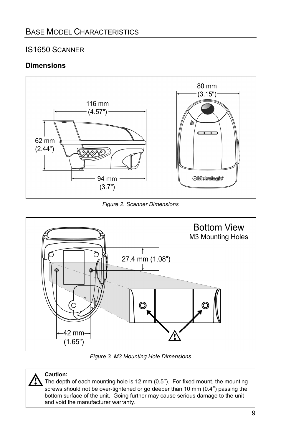 Dimensions | Metrologic Instruments FOCUSE IS1650 User Manual | Page 13 / 52