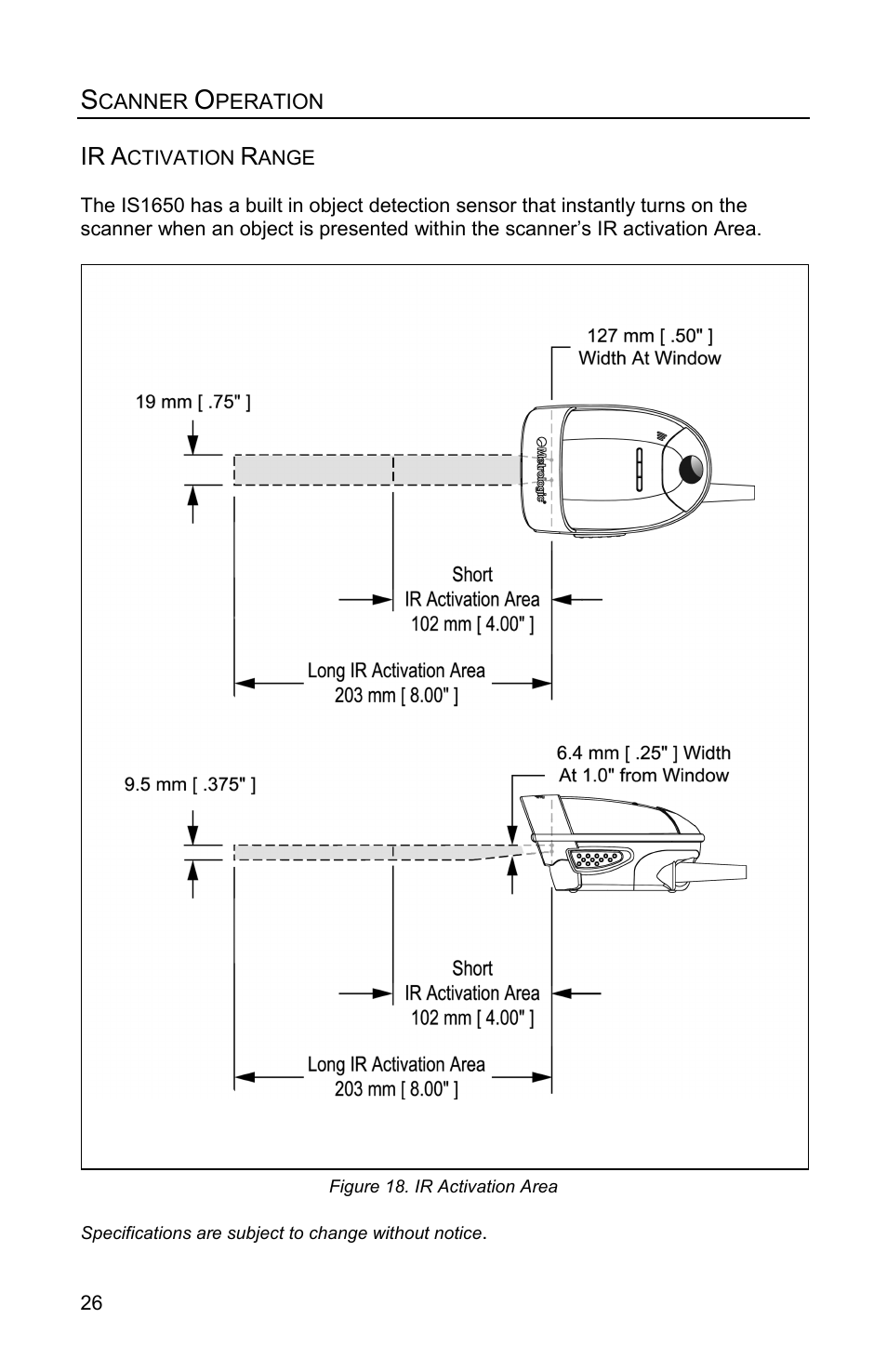 Ir activation range | Metrologic Instruments FOCUSE IS1650 User Manual | Page 30 / 52