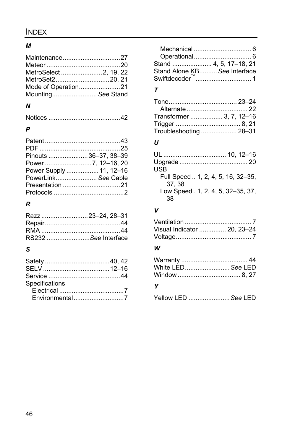 Metrologic Instruments FOCUSE IS1650 User Manual | Page 50 / 52