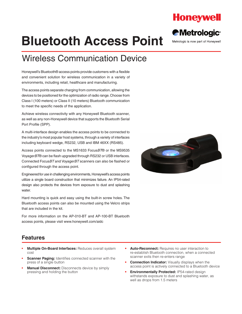 Metrologic Instruments FocusBT MS9535 User Manual | 2 pages