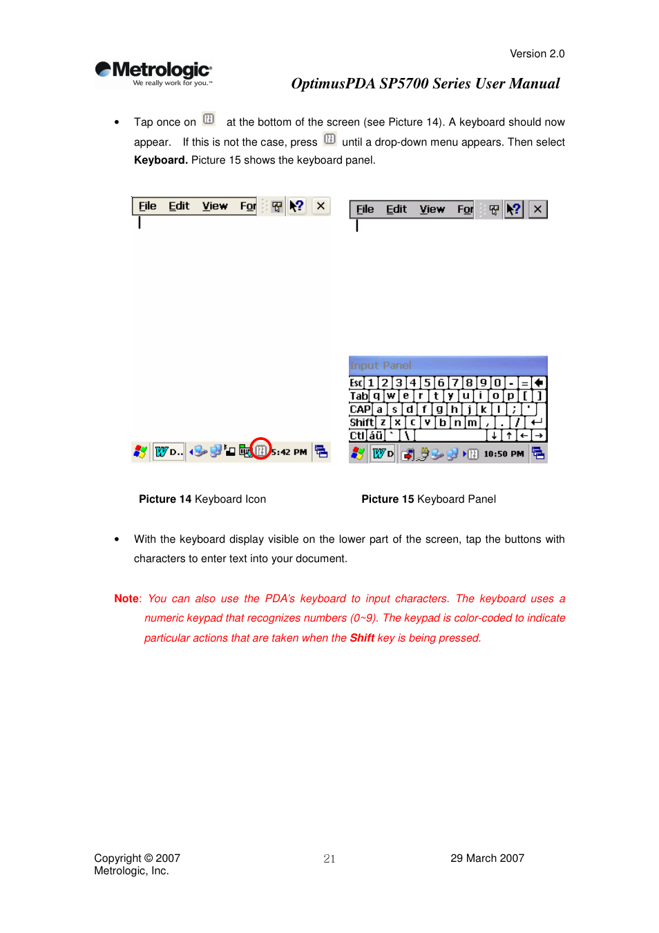 Optimuspda sp5700 series user manual | Metrologic Instruments SP5700 Series User Manual | Page 21 / 67