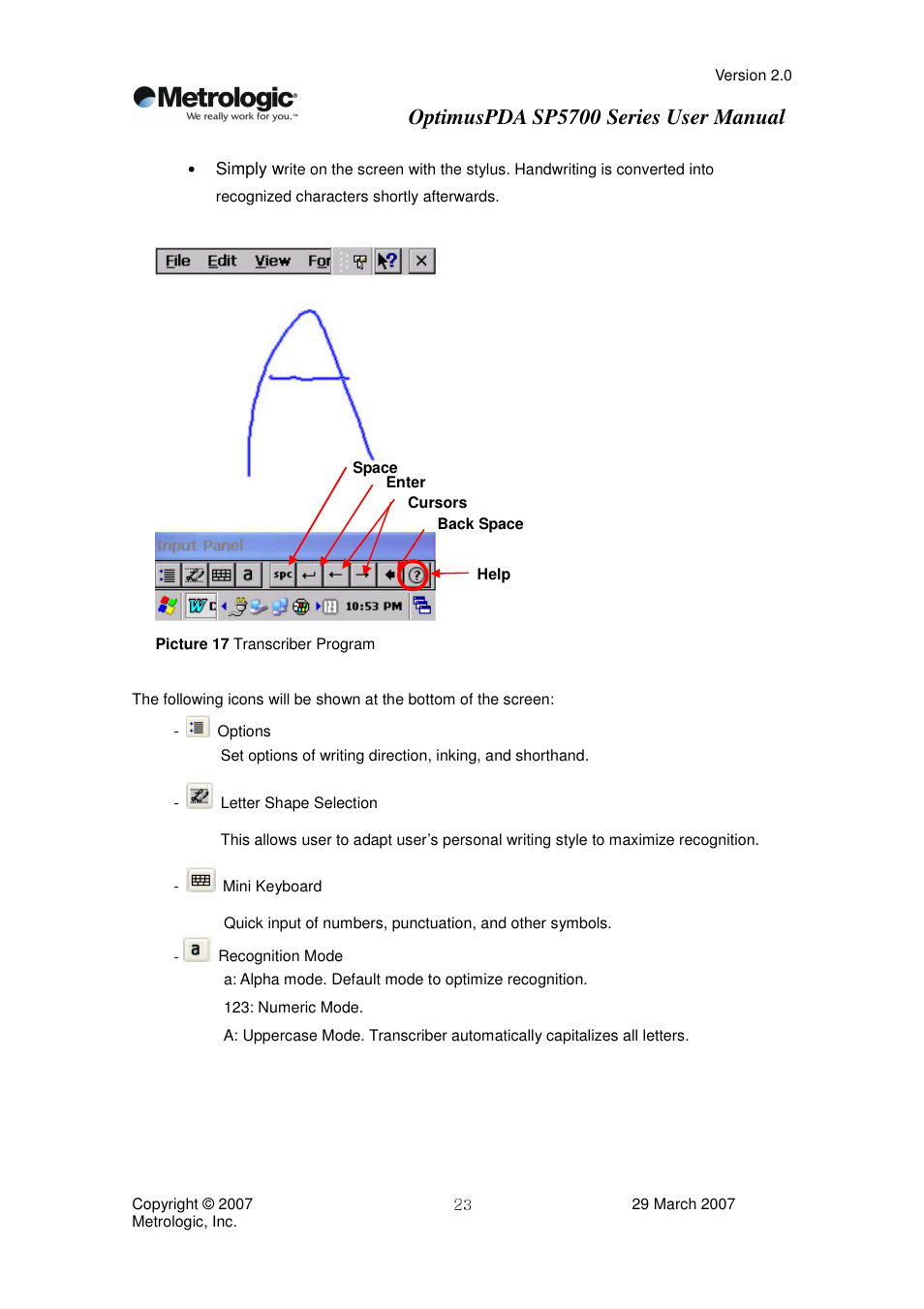 Optimuspda sp5700 series user manual | Metrologic Instruments SP5700 Series User Manual | Page 23 / 67