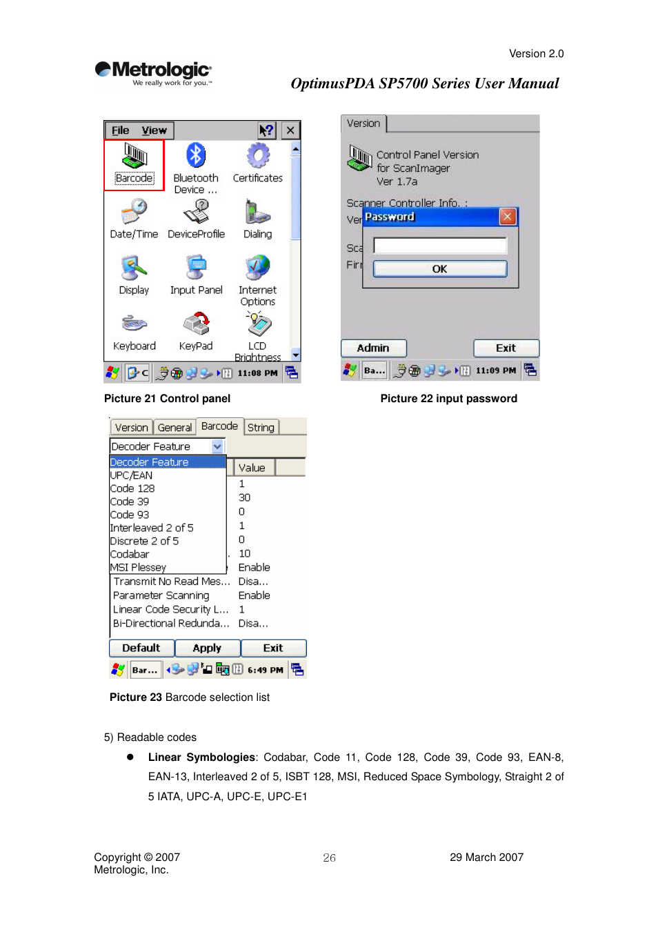 Optimuspda sp5700 series user manual | Metrologic Instruments SP5700 Series User Manual | Page 26 / 67