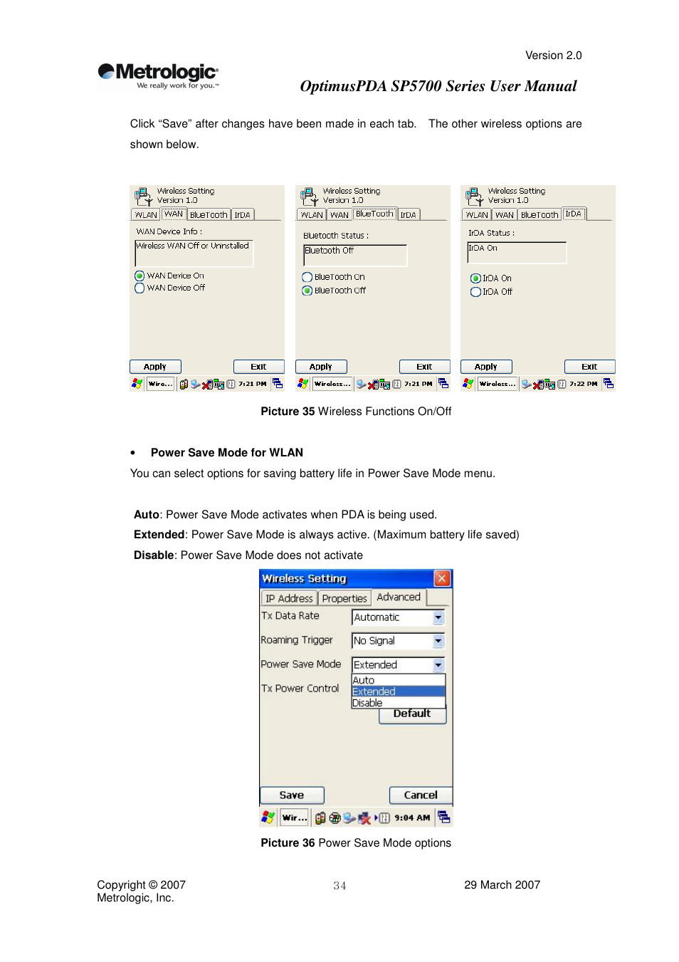 Optimuspda sp5700 series user manual | Metrologic Instruments SP5700 Series User Manual | Page 34 / 67