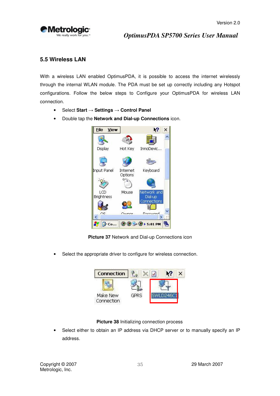 Optimuspda sp5700 series user manual | Metrologic Instruments SP5700 Series User Manual | Page 35 / 67