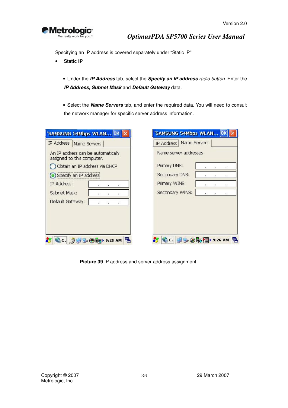 Optimuspda sp5700 series user manual | Metrologic Instruments SP5700 Series User Manual | Page 36 / 67