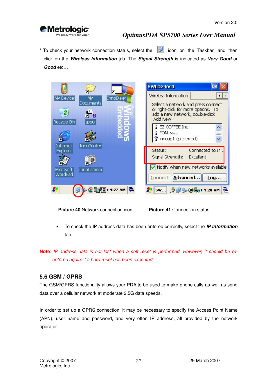 Optimuspda sp5700 series user manual | Metrologic Instruments SP5700 Series User Manual | Page 37 / 67