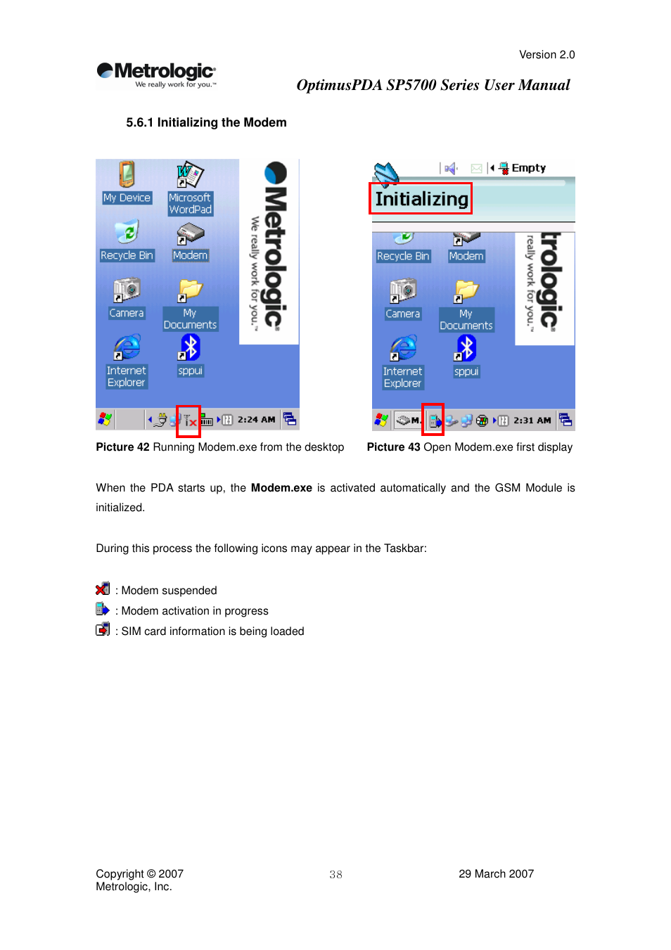 Optimuspda sp5700 series user manual | Metrologic Instruments SP5700 Series User Manual | Page 38 / 67