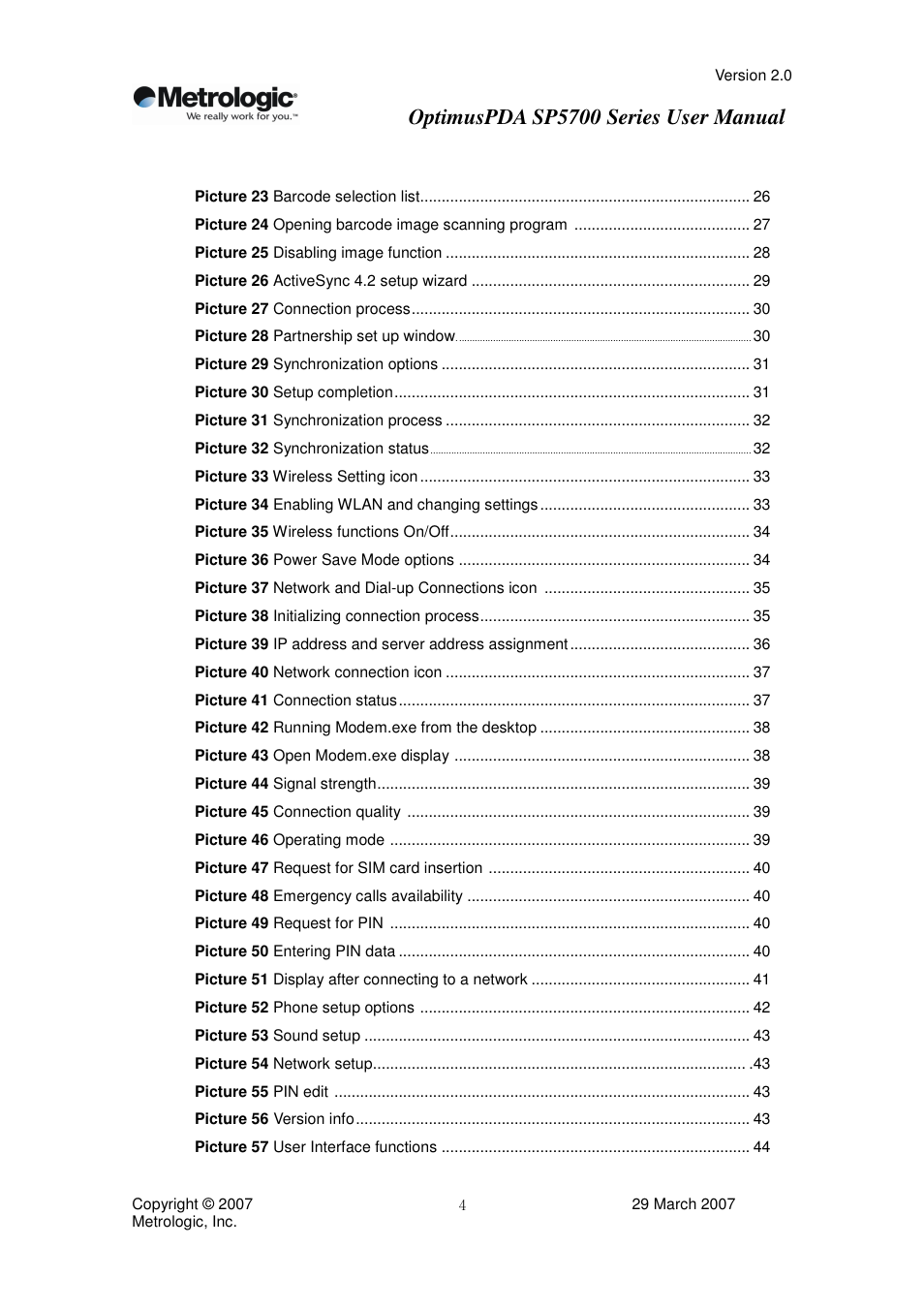 Optimuspda sp5700 series user manual | Metrologic Instruments SP5700 Series User Manual | Page 4 / 67