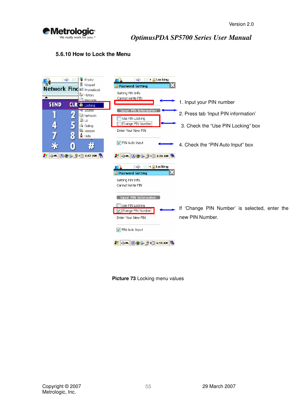 Optimuspda sp5700 series user manual | Metrologic Instruments SP5700 Series User Manual | Page 55 / 67