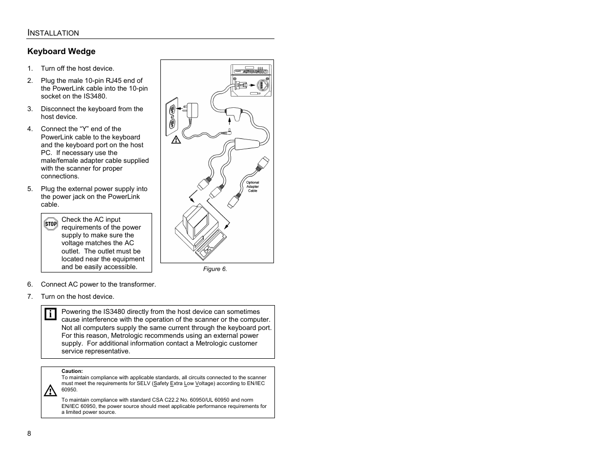 Keyboard wedge | Metrologic Instruments IS3480-00 User Manual | Page 12 / 56