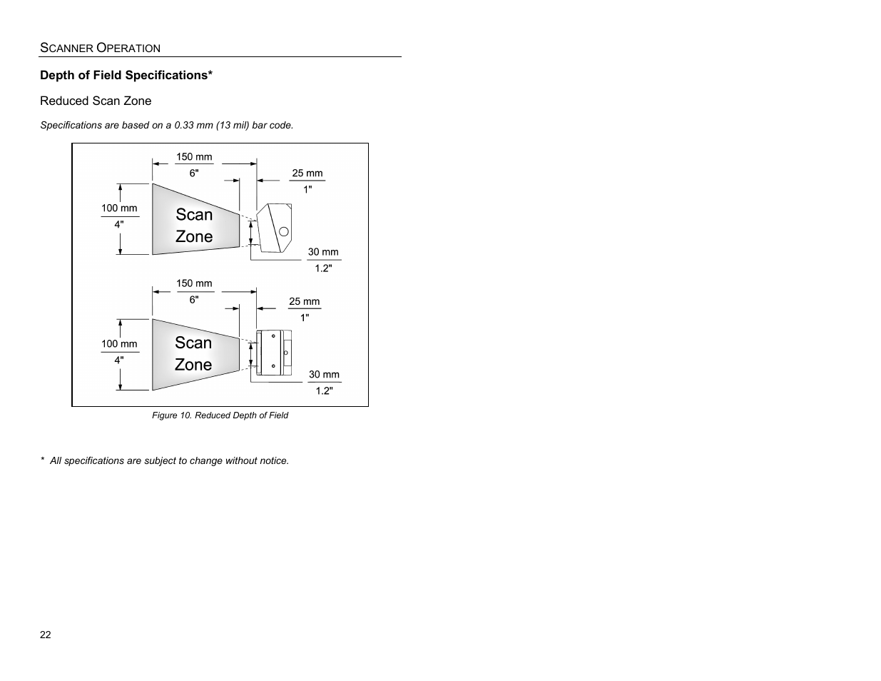 Reduced scan zone | Metrologic Instruments IS3480-00 User Manual | Page 26 / 56