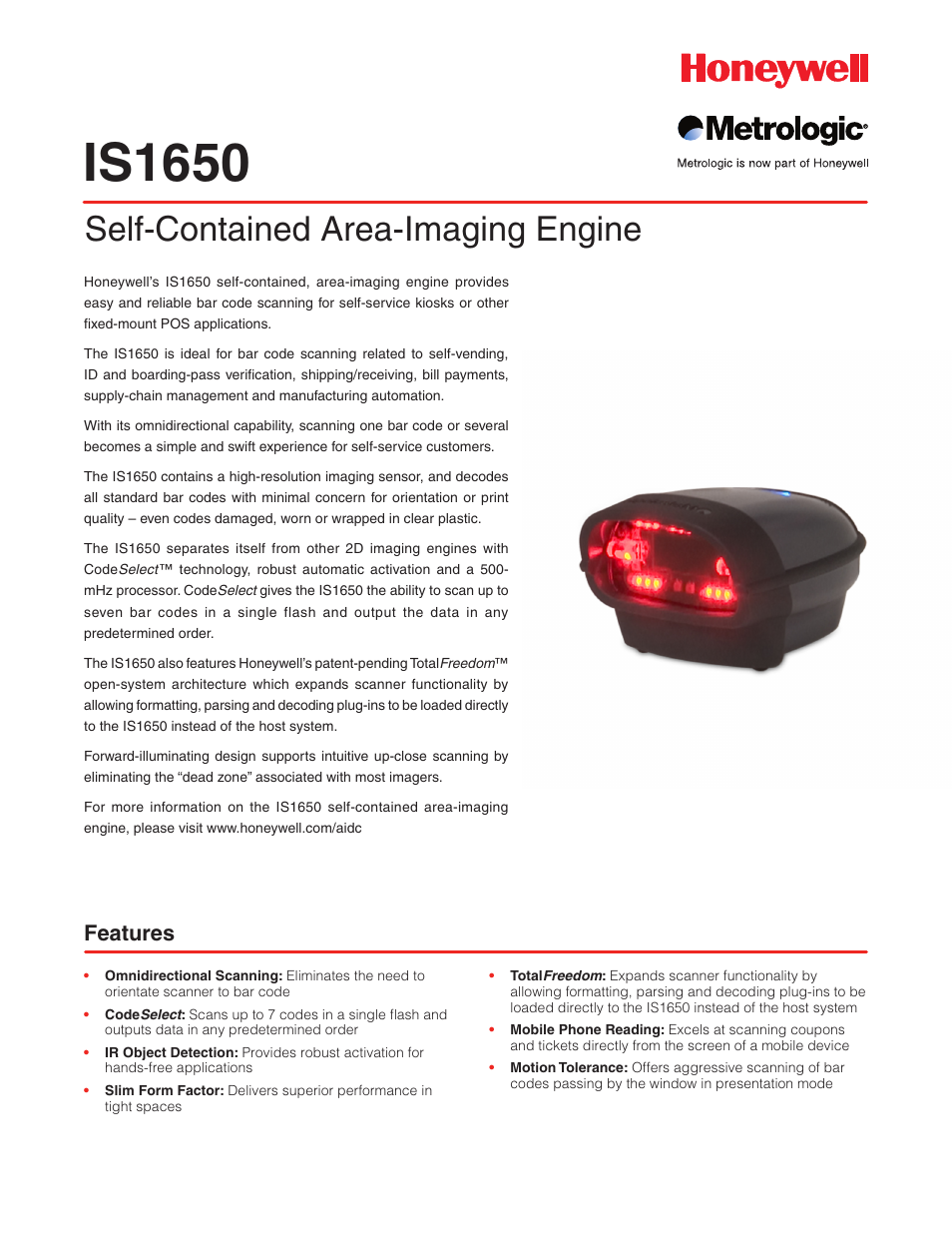 Metrologic Instruments IS1650 User Manual | 2 pages