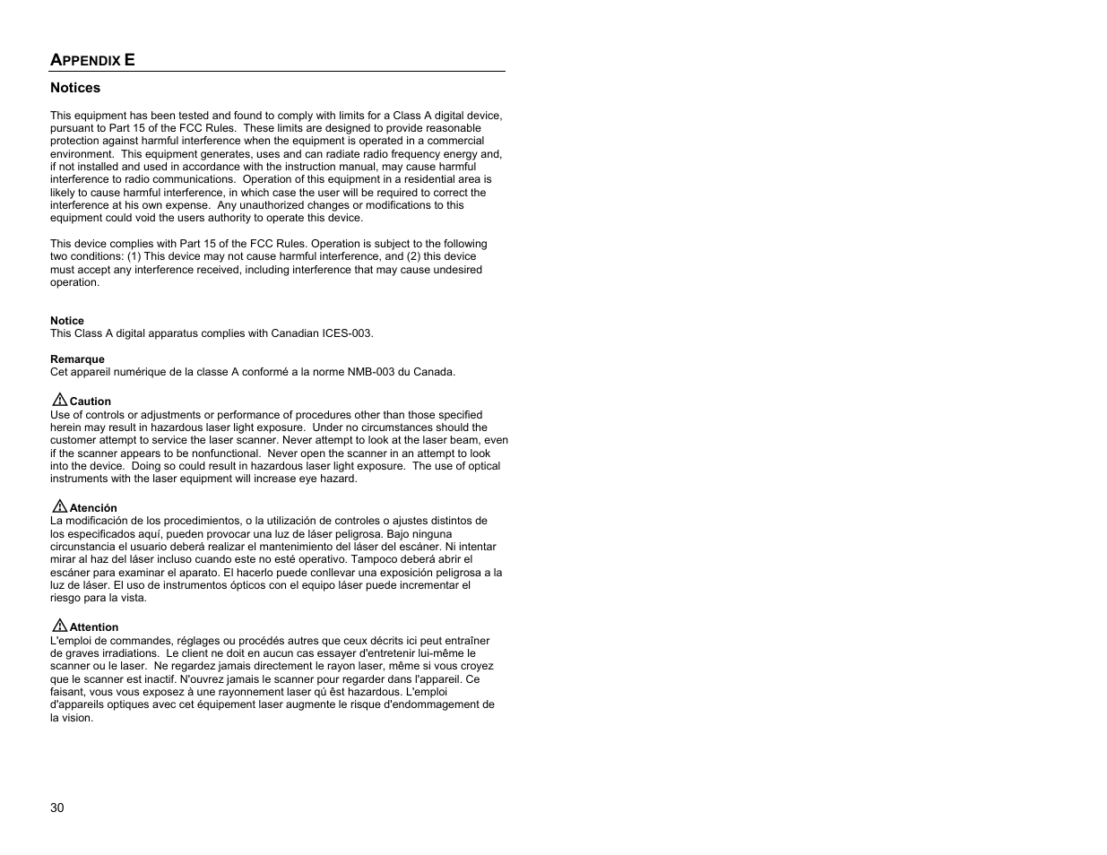 Appendix e, Notices | Metrologic Instruments IS8000 Series User Manual | Page 34 / 40