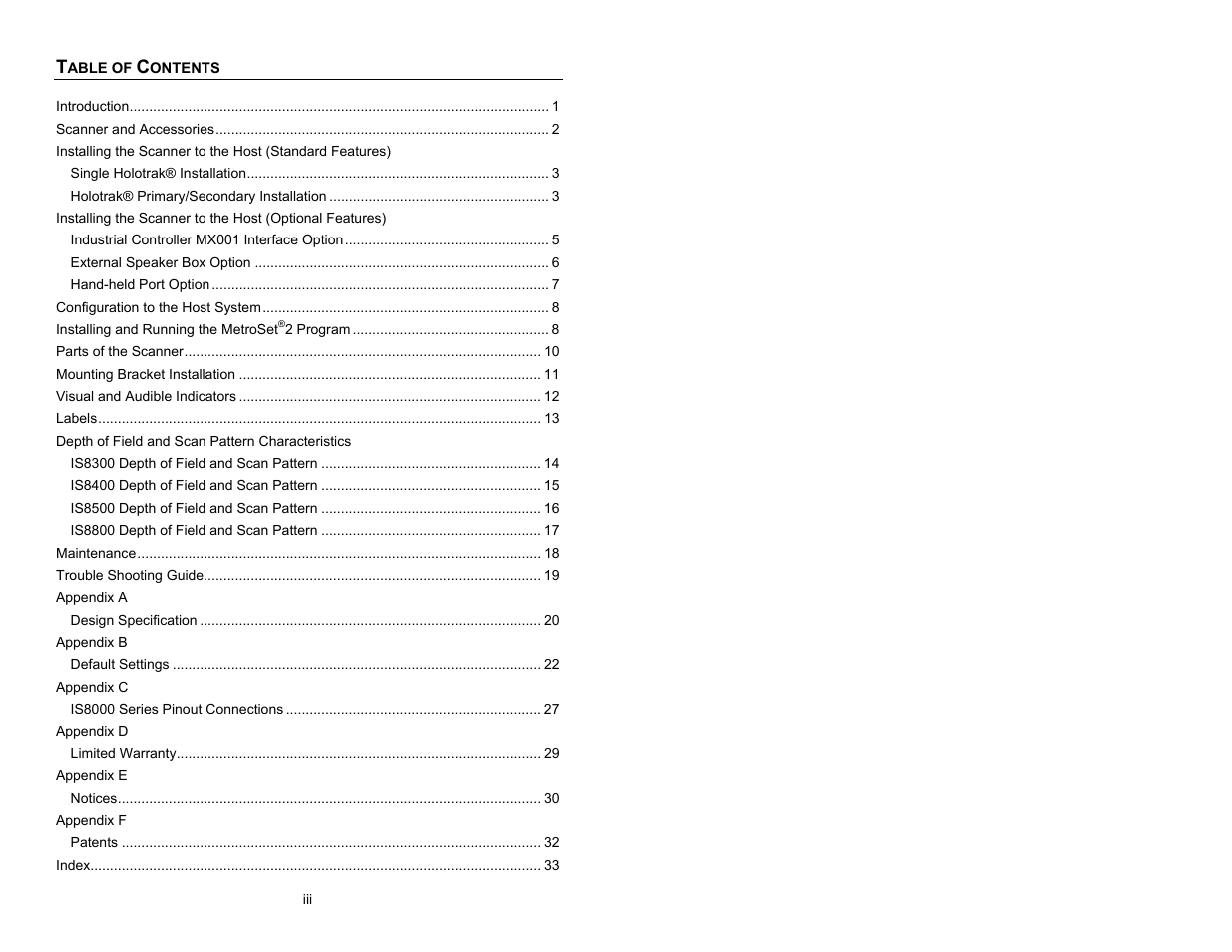 Metrologic Instruments IS8000 Series User Manual | Page 4 / 40