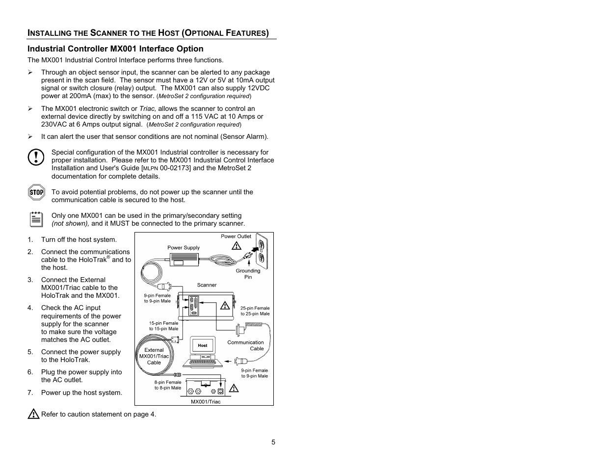 Industrial controller mx001 interface option | Metrologic Instruments IS8000 Series User Manual | Page 9 / 40