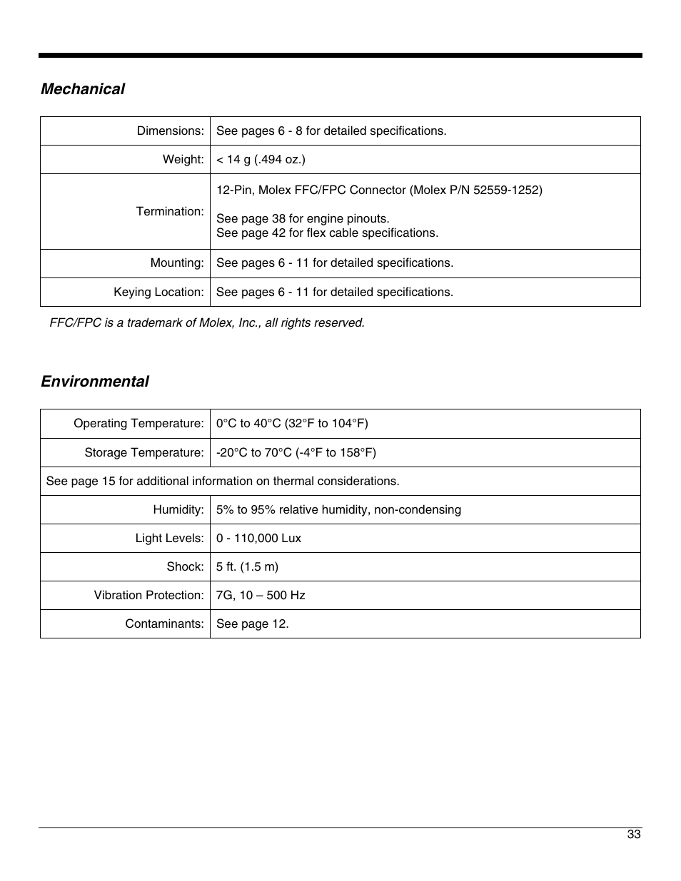 Mechanical, Environmental | Metrologic Instruments IS4921 User Manual | Page 39 / 61