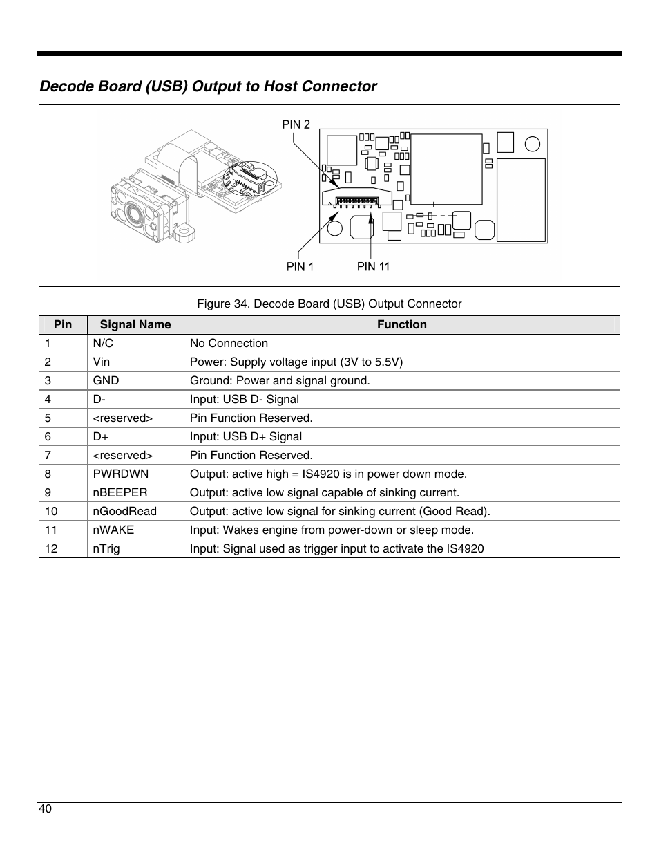 Decode board (usb) output to host connector | Metrologic Instruments IS4921 User Manual | Page 46 / 61