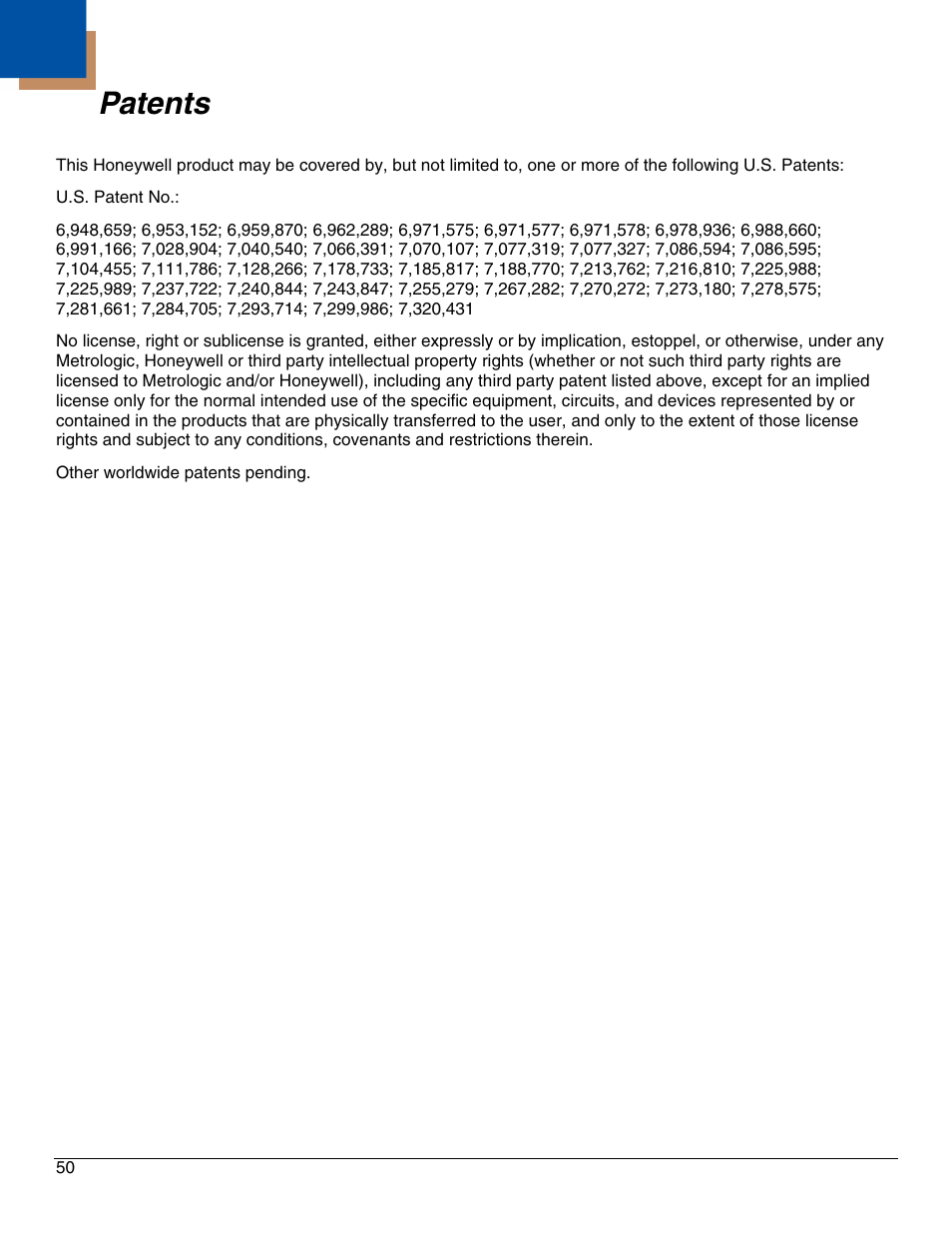 Patents | Metrologic Instruments IS4921 User Manual | Page 56 / 61