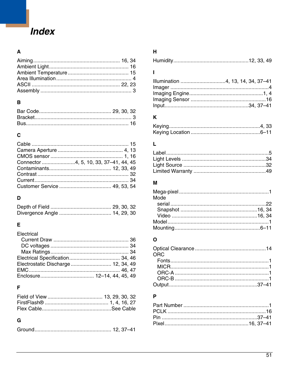 Index | Metrologic Instruments IS4921 User Manual | Page 57 / 61