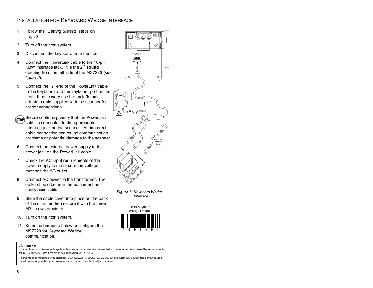 Keyboard wedge interface | Metrologic Instruments Laser Scanner User Manual | Page 10 / 56