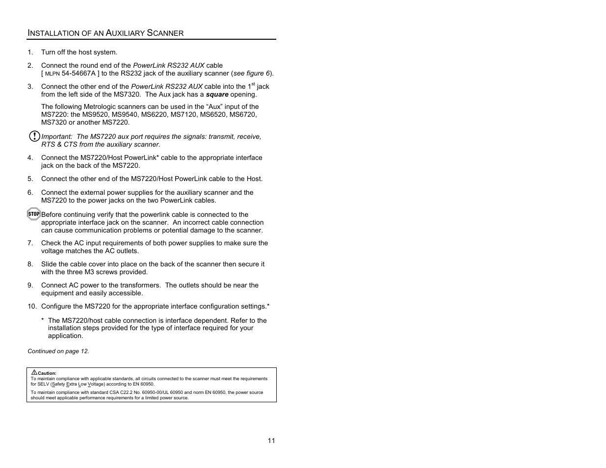 Auxiliary scanner | Metrologic Instruments Laser Scanner User Manual | Page 15 / 56