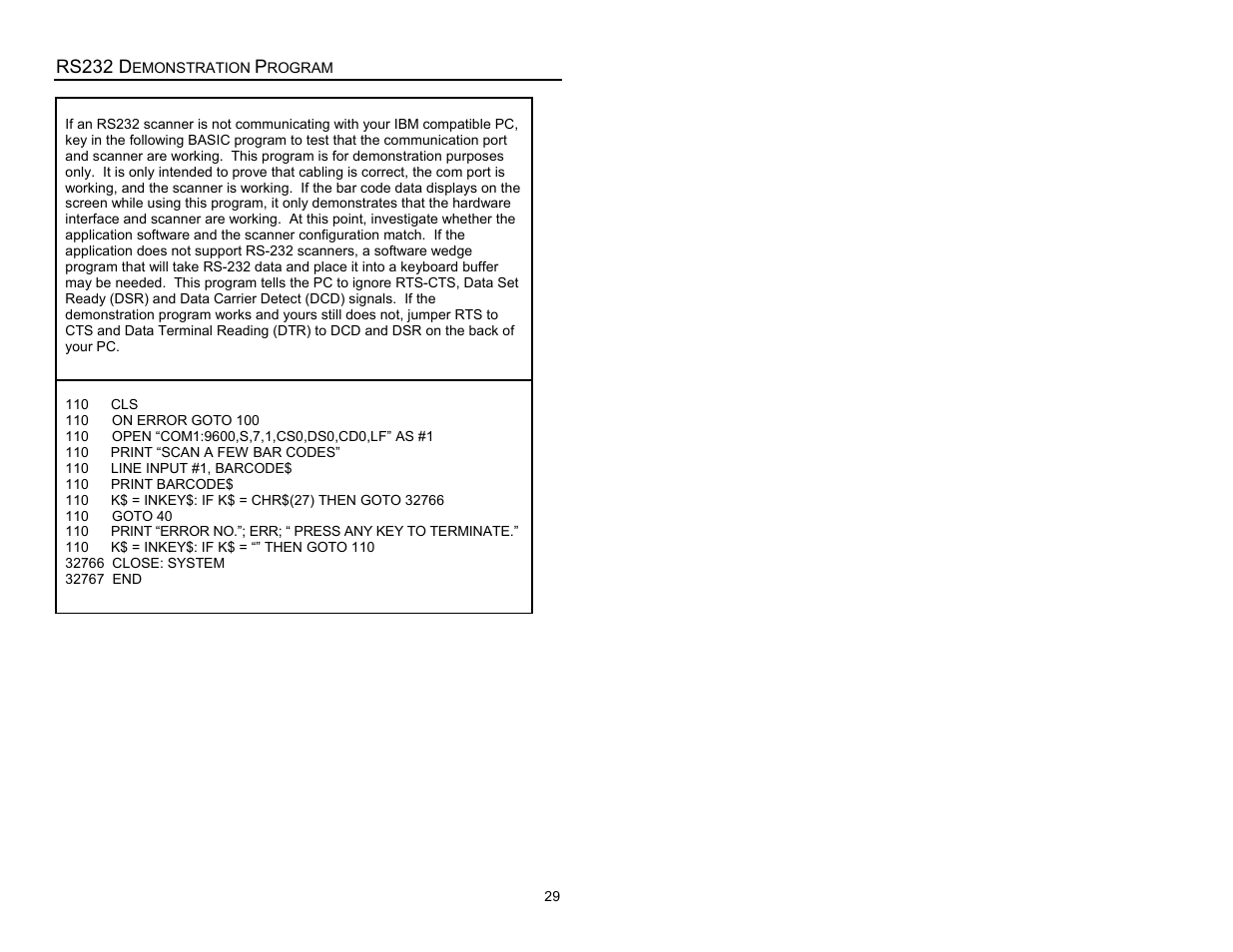 Rs232 demonstration program, Rs232 d | Metrologic Instruments Laser Scanner User Manual | Page 33 / 56