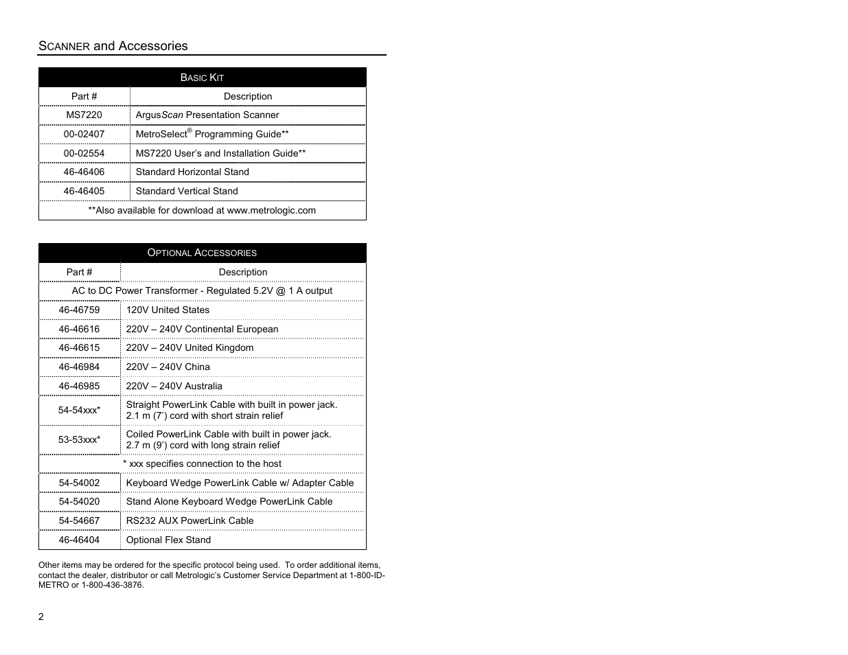 Scanner and accessories, And accessories | Metrologic Instruments Laser Scanner User Manual | Page 6 / 56