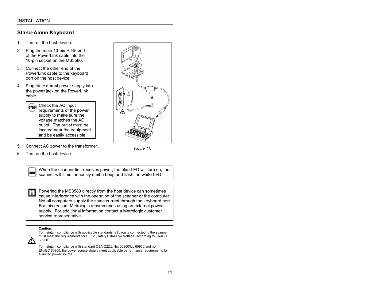 Stand-alone keyboard, Stand-alone keyboard wedge | Metrologic Instruments MS3580 User Manual | Page 15 / 56